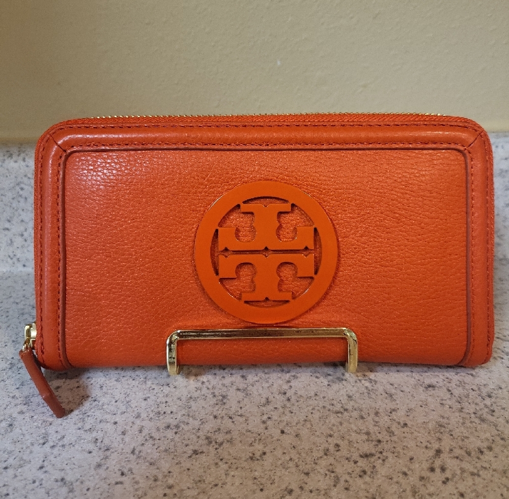 Tory Burch Orange Zip Around Wallet